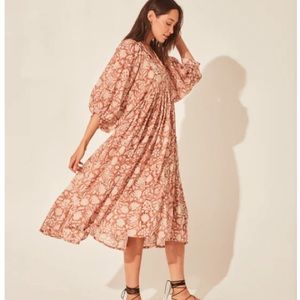 NWT Daughters of India Kyra Midi Dress ~ Caramel XS